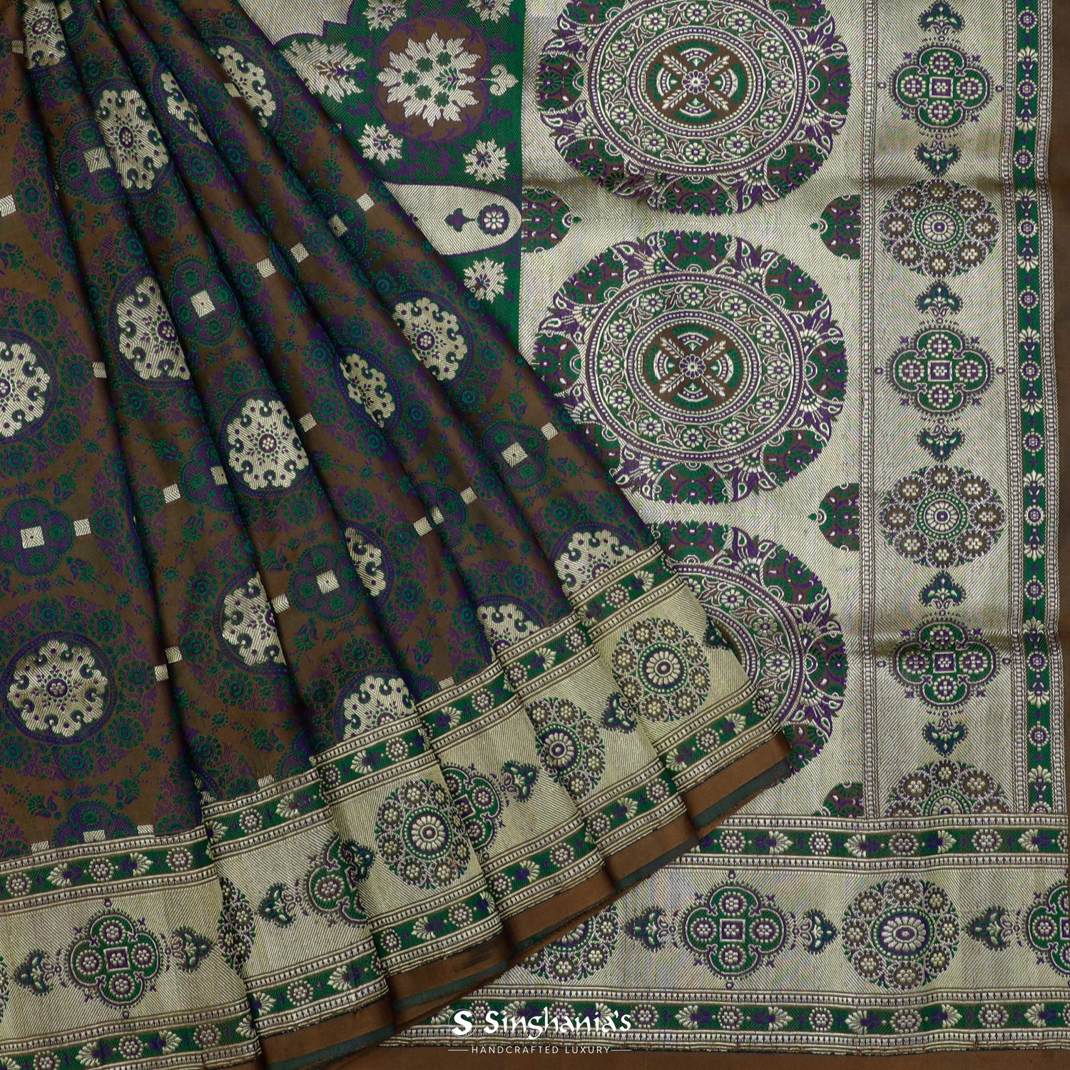 Ginger Orange Silk Saree With Banarasi Weaving