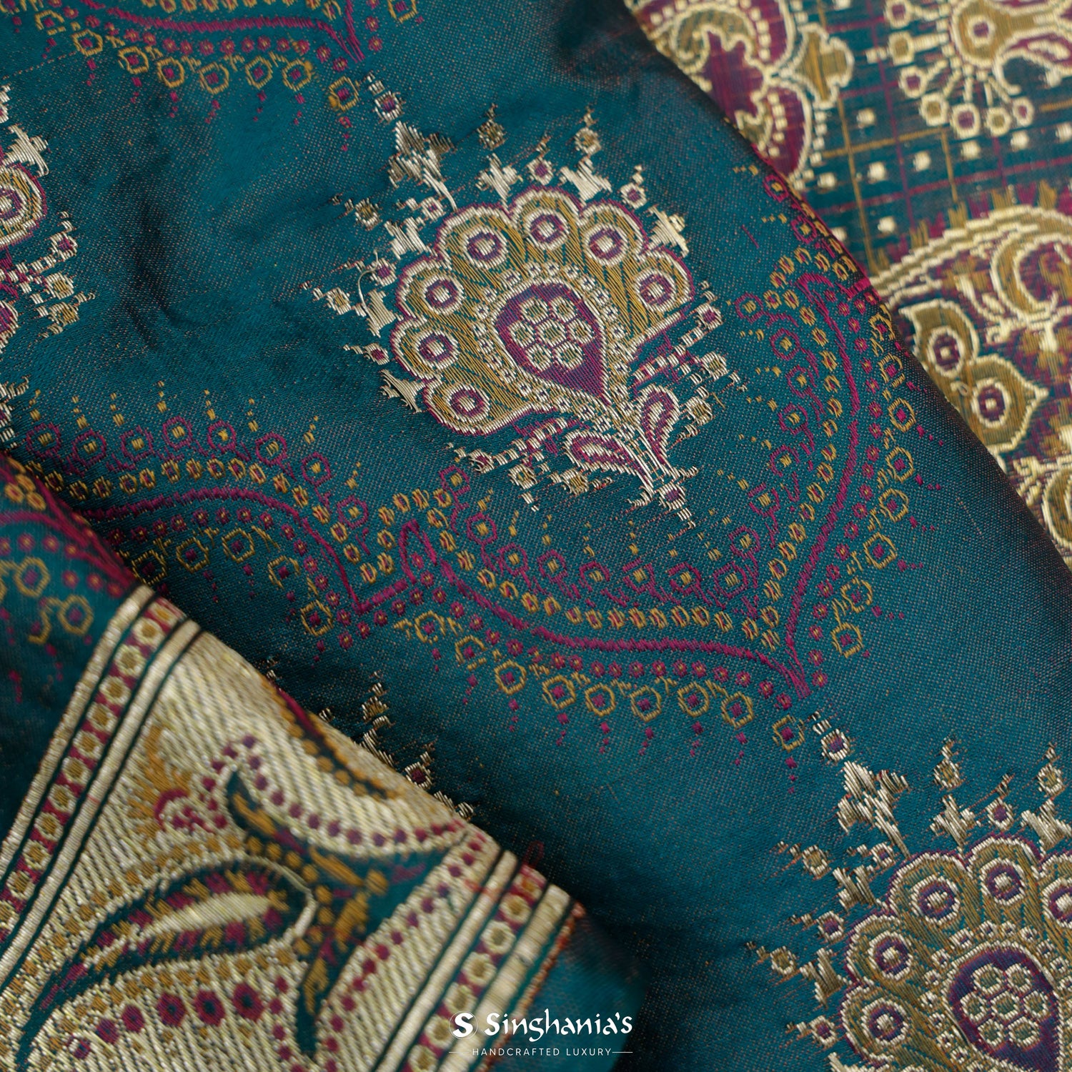 Turkish Blue Silk Saree With Banarasi Weaving