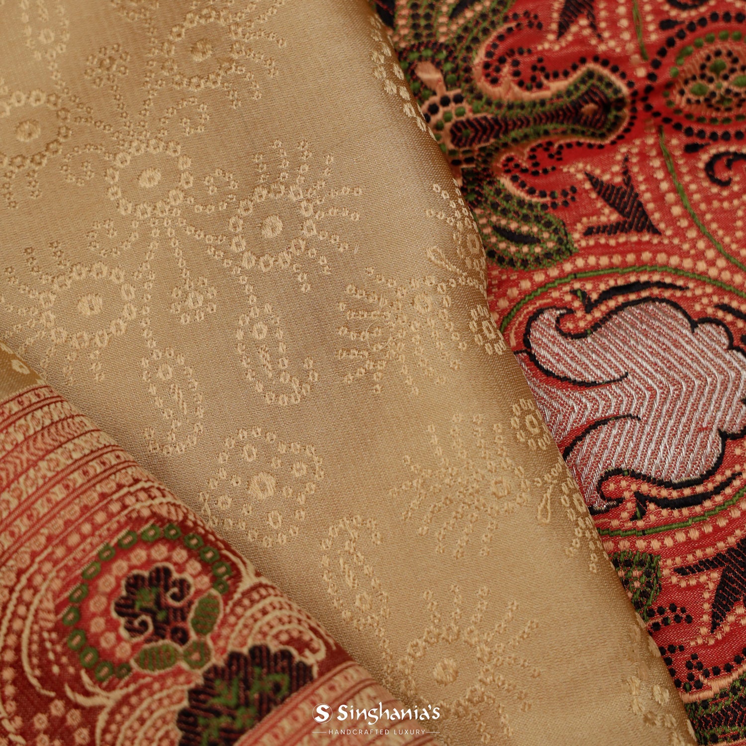 Light French Beige Silk Saree With Banarasi Weaving