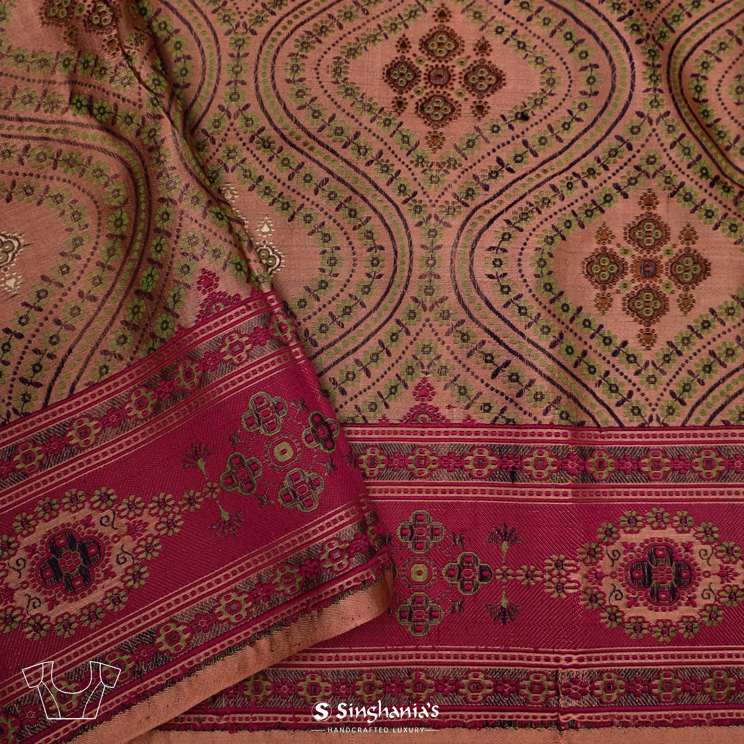 Caramel Cream Silk Saree With Banarasi Weaving