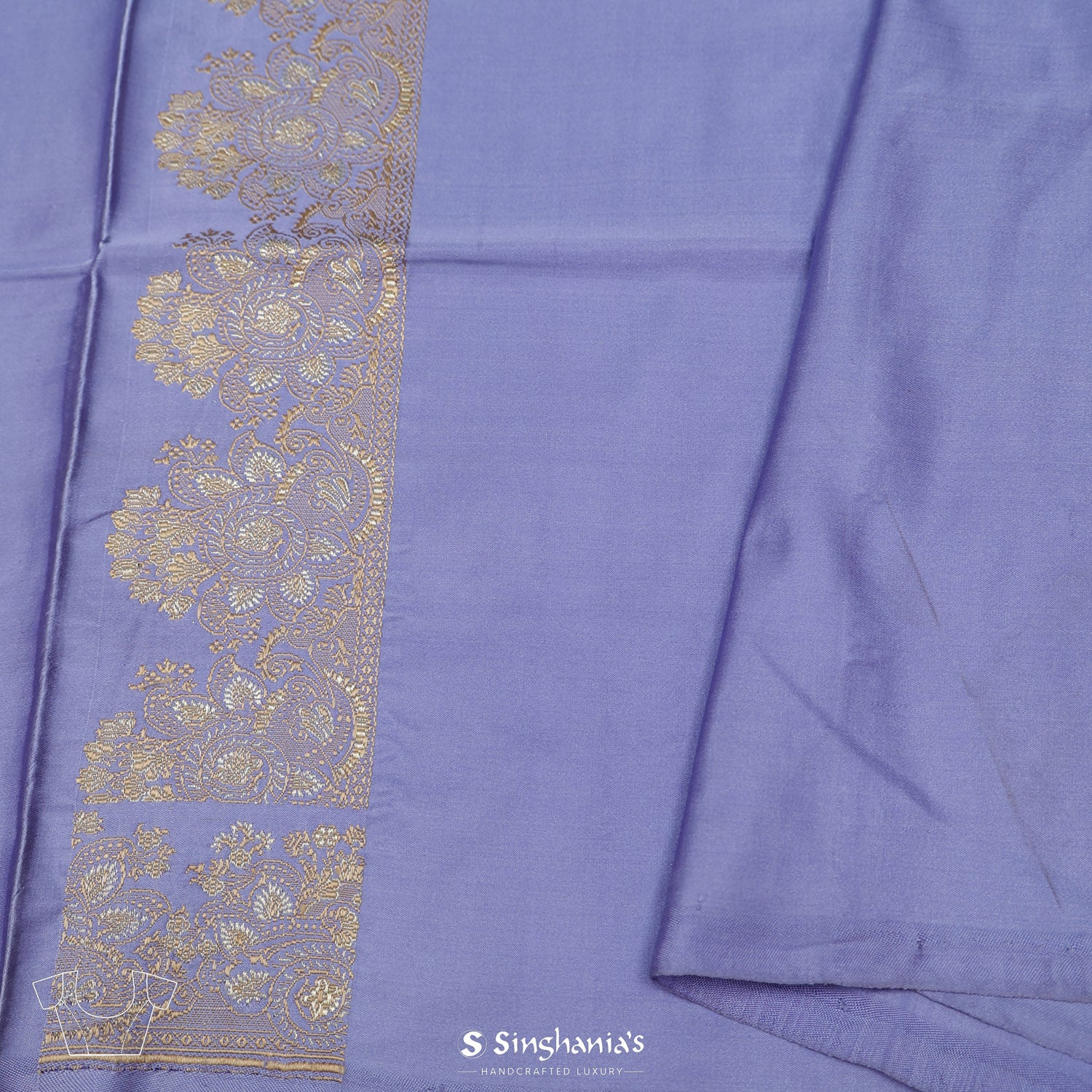Pastel Purple Plain Silk Saree With Banarasi Weaving