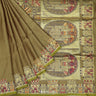 Old Moss Green Plain Silk Saree With Banarasi Weaving