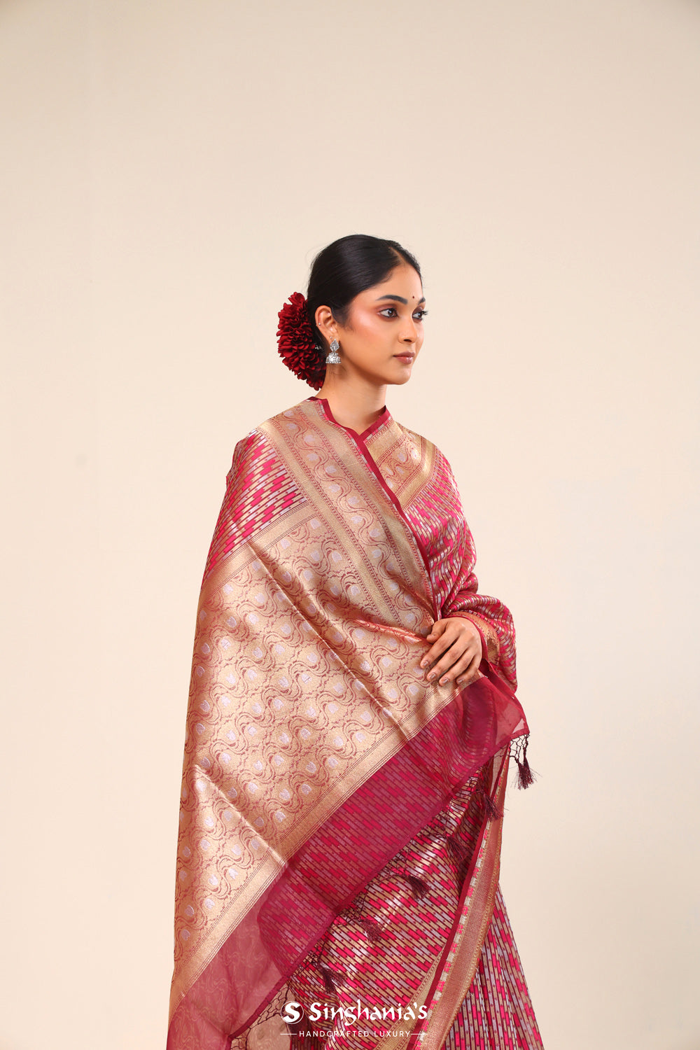 Pansy Purple Organza Chiniya Banarasi Saree