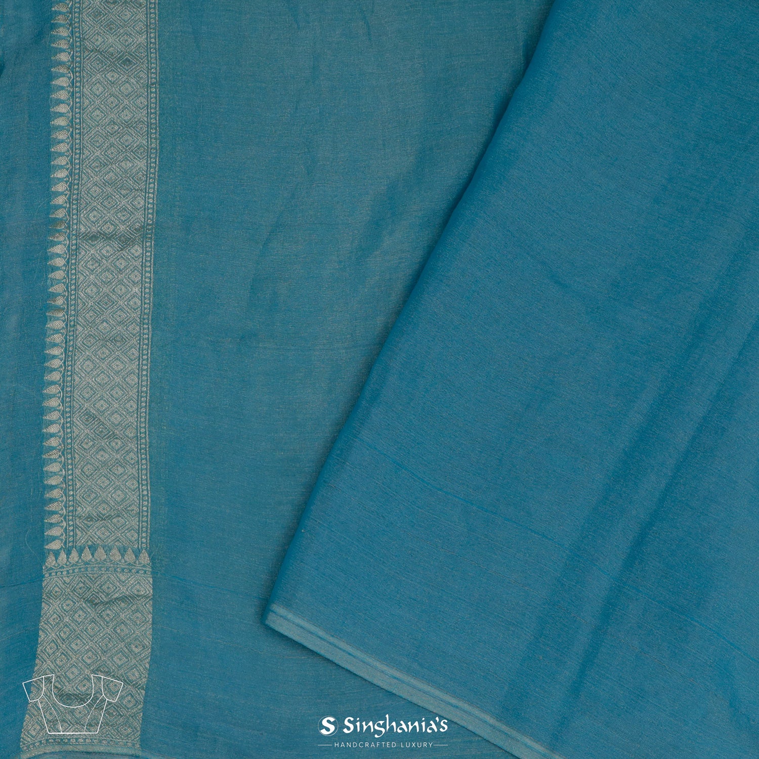 Munsell Blue Tissue Saree With Meenakari Banarasi Weaving