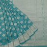 Medium Turquoise Tussar Silk Saree With Banarasi Weaving