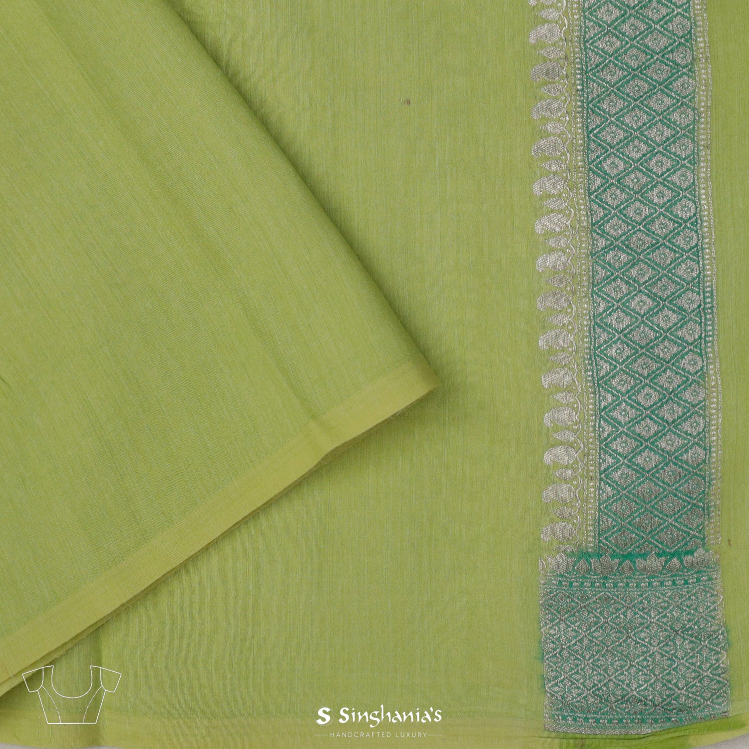 Lime Yellow Tussar Saree With Banarasi Weaving