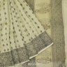 Acadia White Printed Linen Saree With Floral Butti Pattern