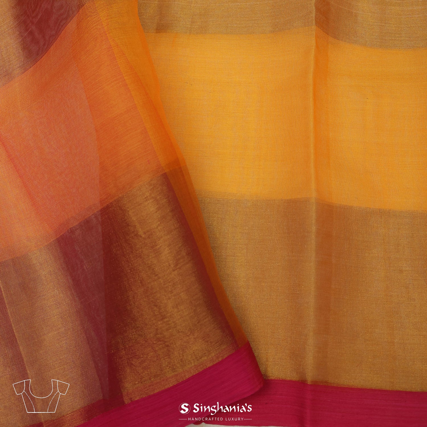 Mineral Yellow Printed Tissue Saree With Floral Paisley Pattern