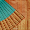 Deep Sky Blue Kanjivaram Silk Saree With Honeycomb Pattern