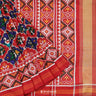 Reddish-Orange Patola Silk Saree With Floral Fauna Pattern