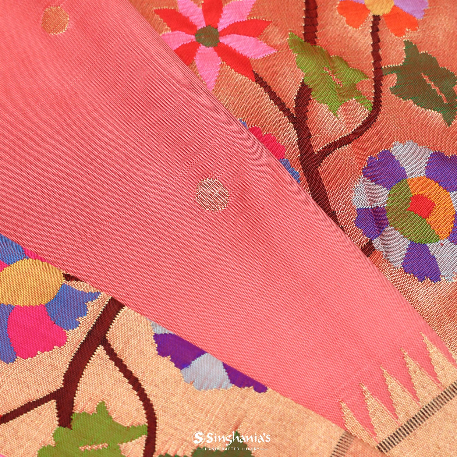 Tulip Pink Paithani Handloom Silk Saree