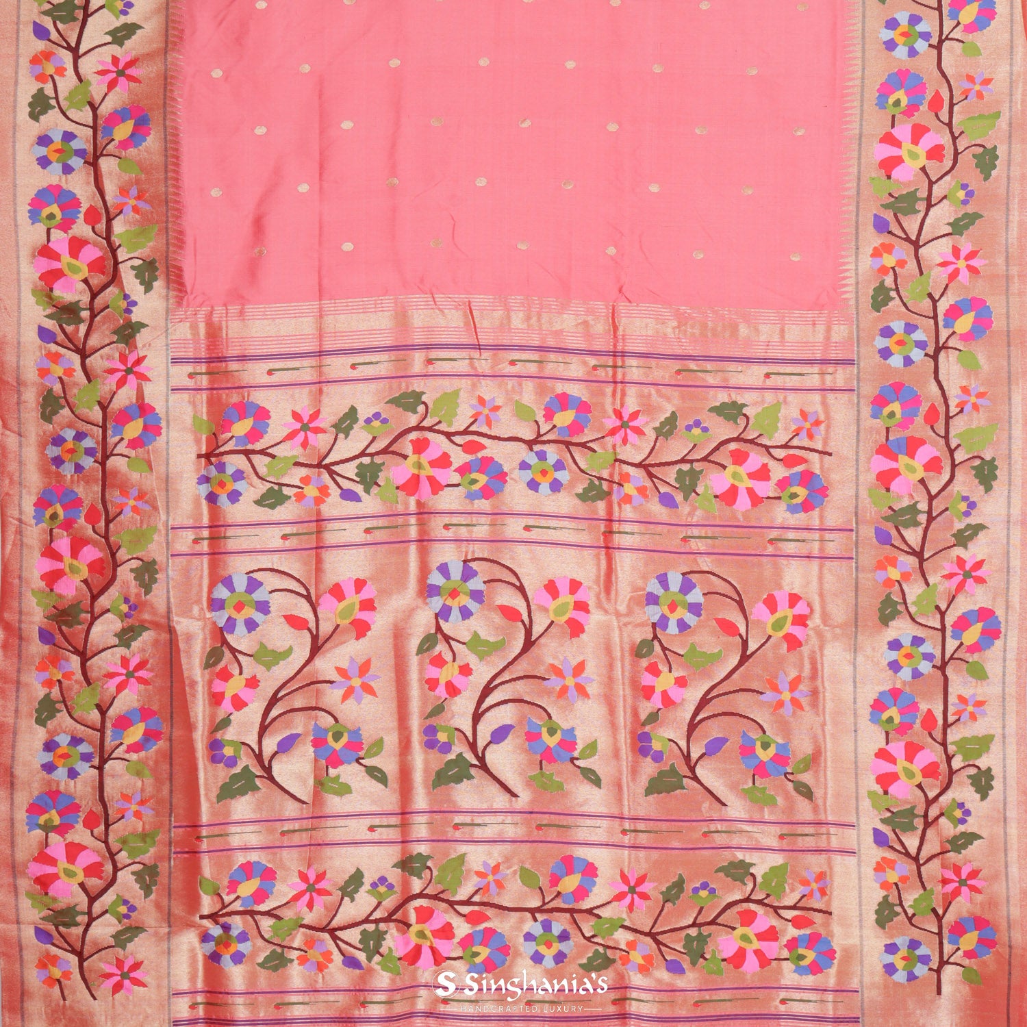 Tulip Pink Paithani Handloom Silk Saree