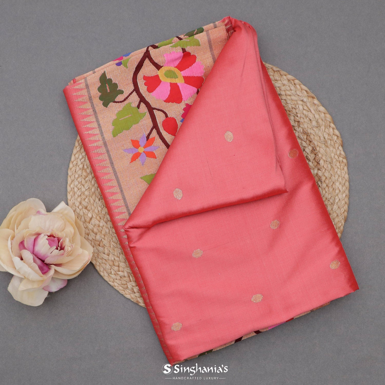 Tulip Pink Paithani Handloom Silk Saree