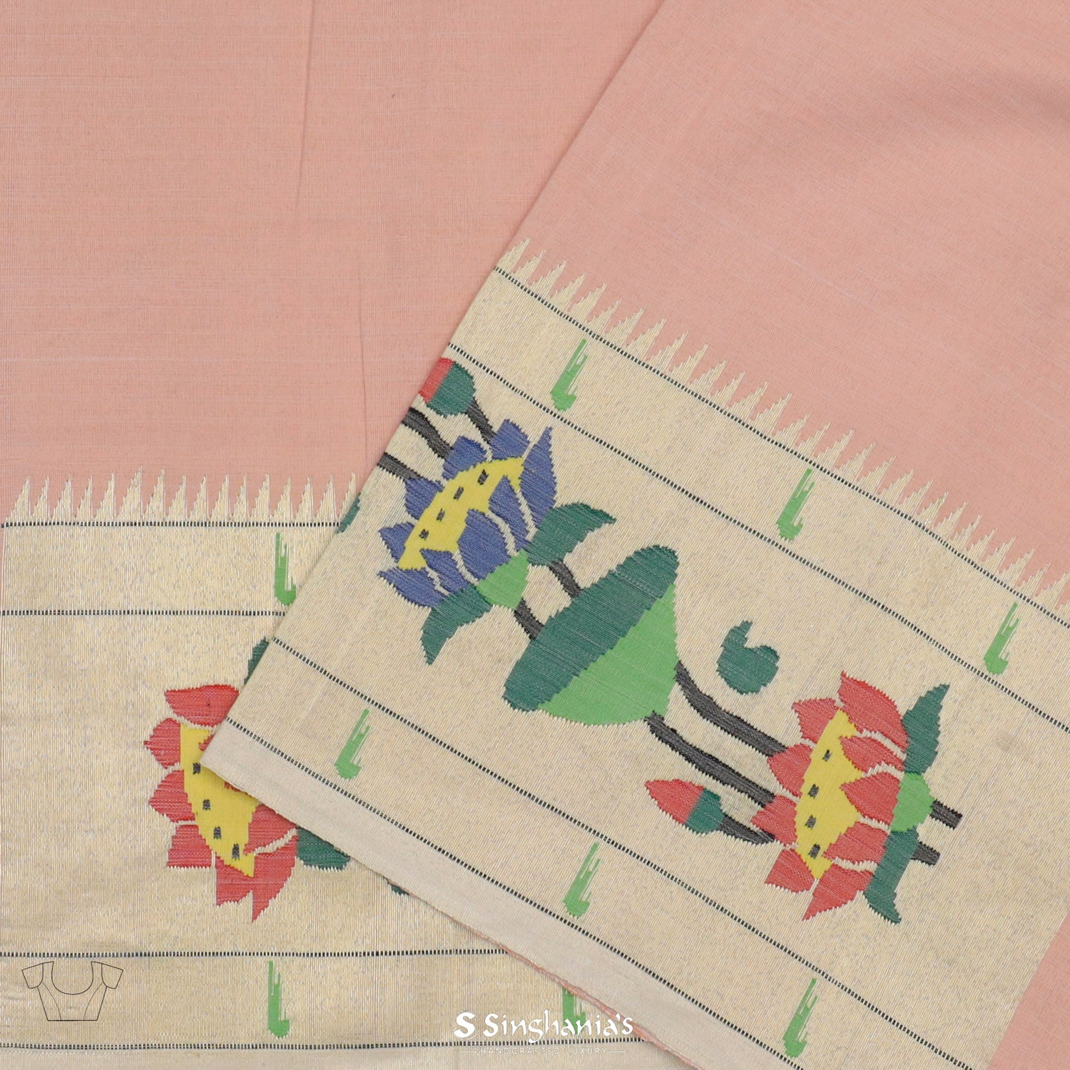 Tea Rose Paithani Handloom Silk Saree