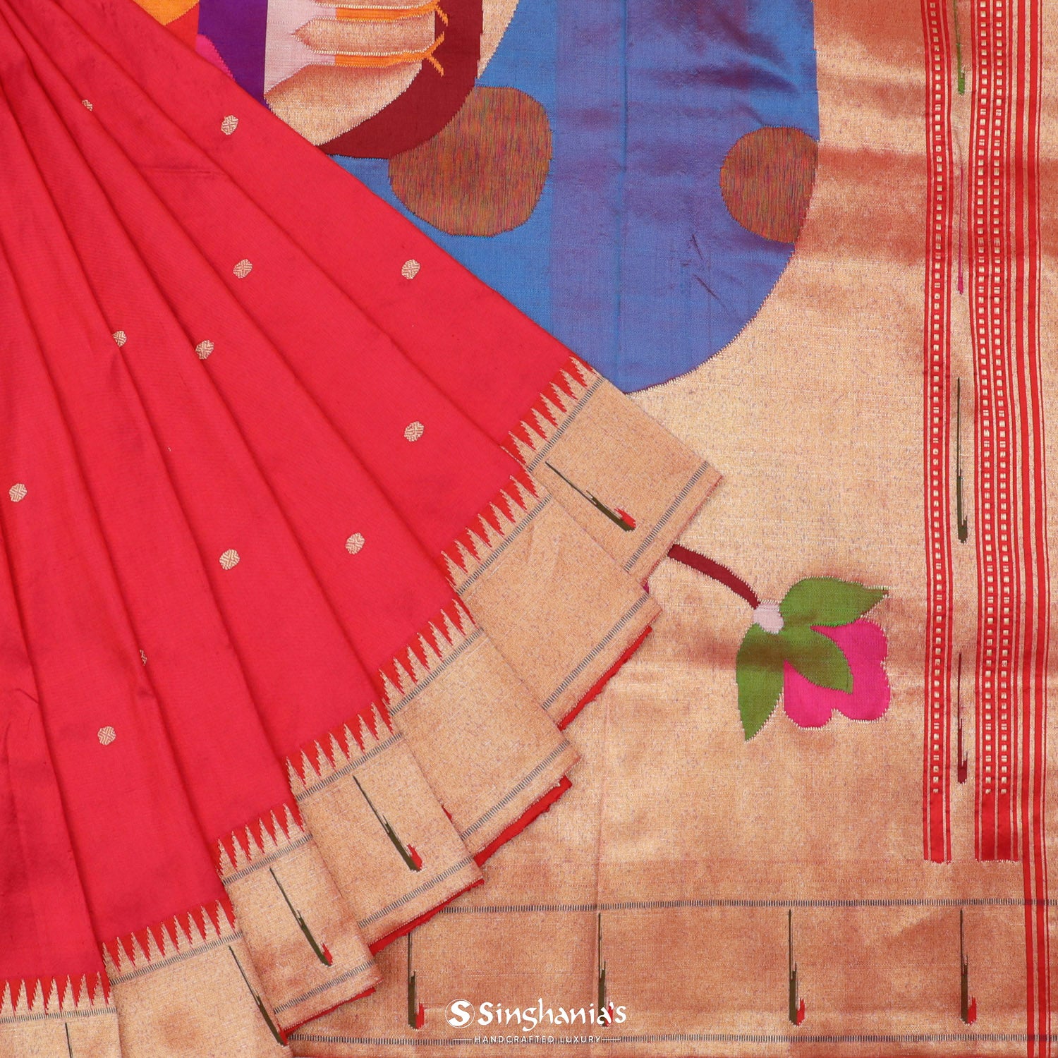 Alizarin Crimson Paithani Handloom Silk Saree