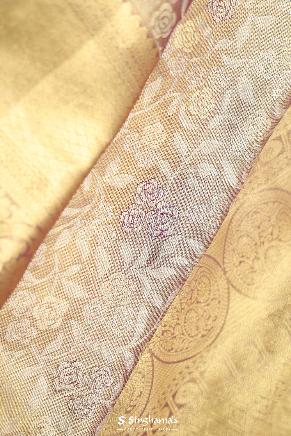 Rose Gold Jaal Kanjivaram Silk Saree