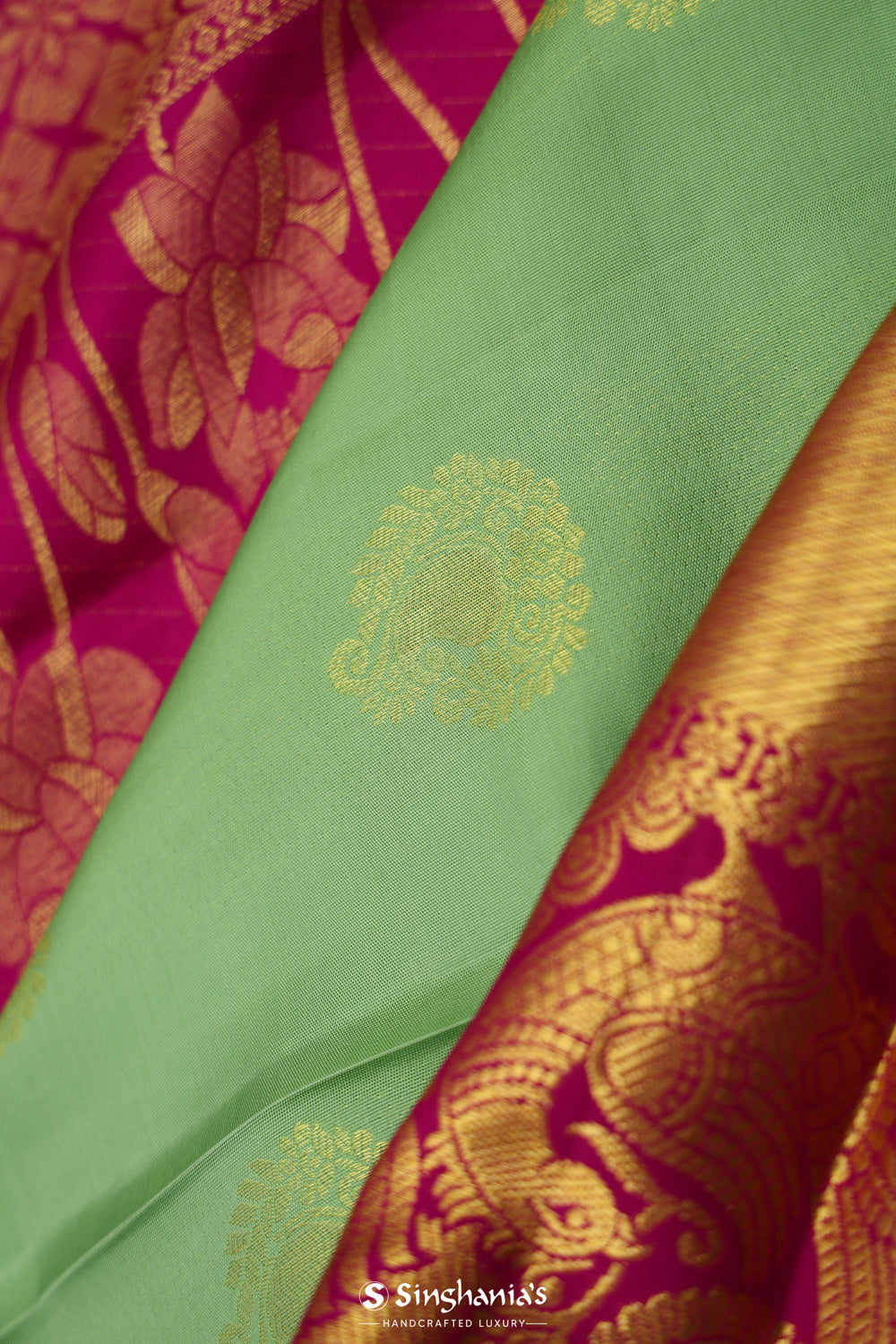 Celadon Green Paisley Kanjivaram Silk Saree