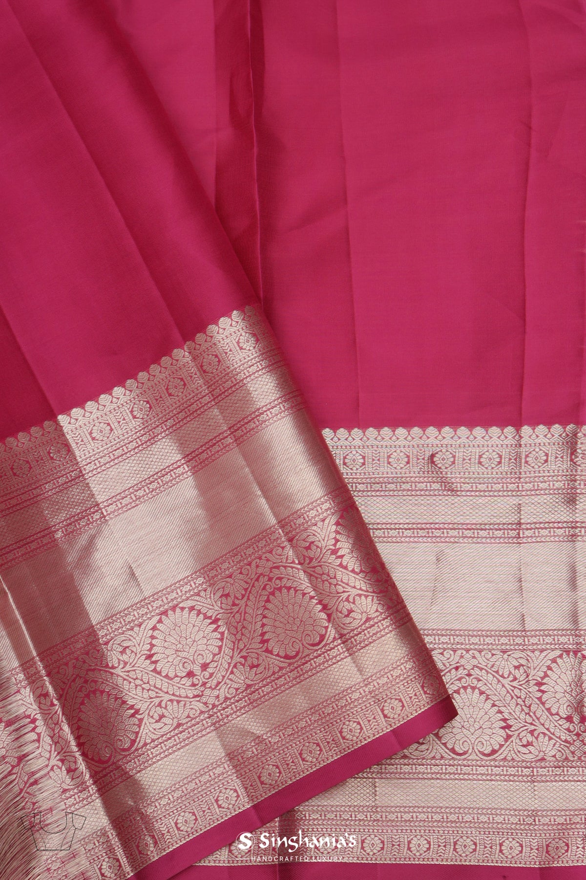 Bright Maroon Kanjivaram Silk Saree With Belt Pattern