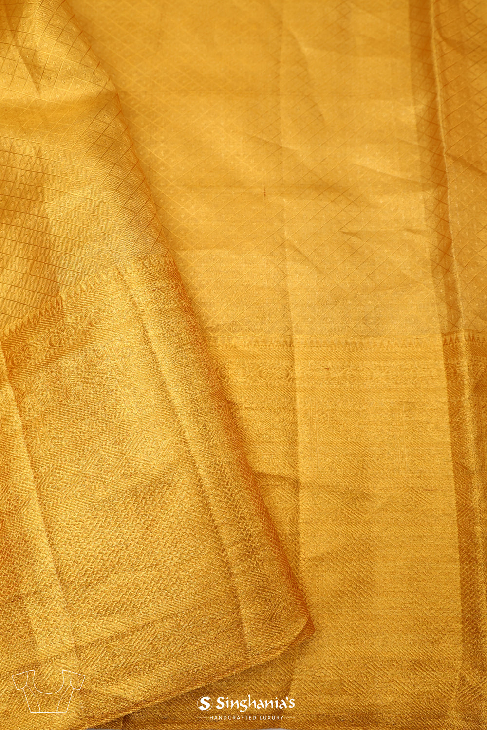 Arabian Gold Tissue Kanjivaram Saree With Floral Jaal