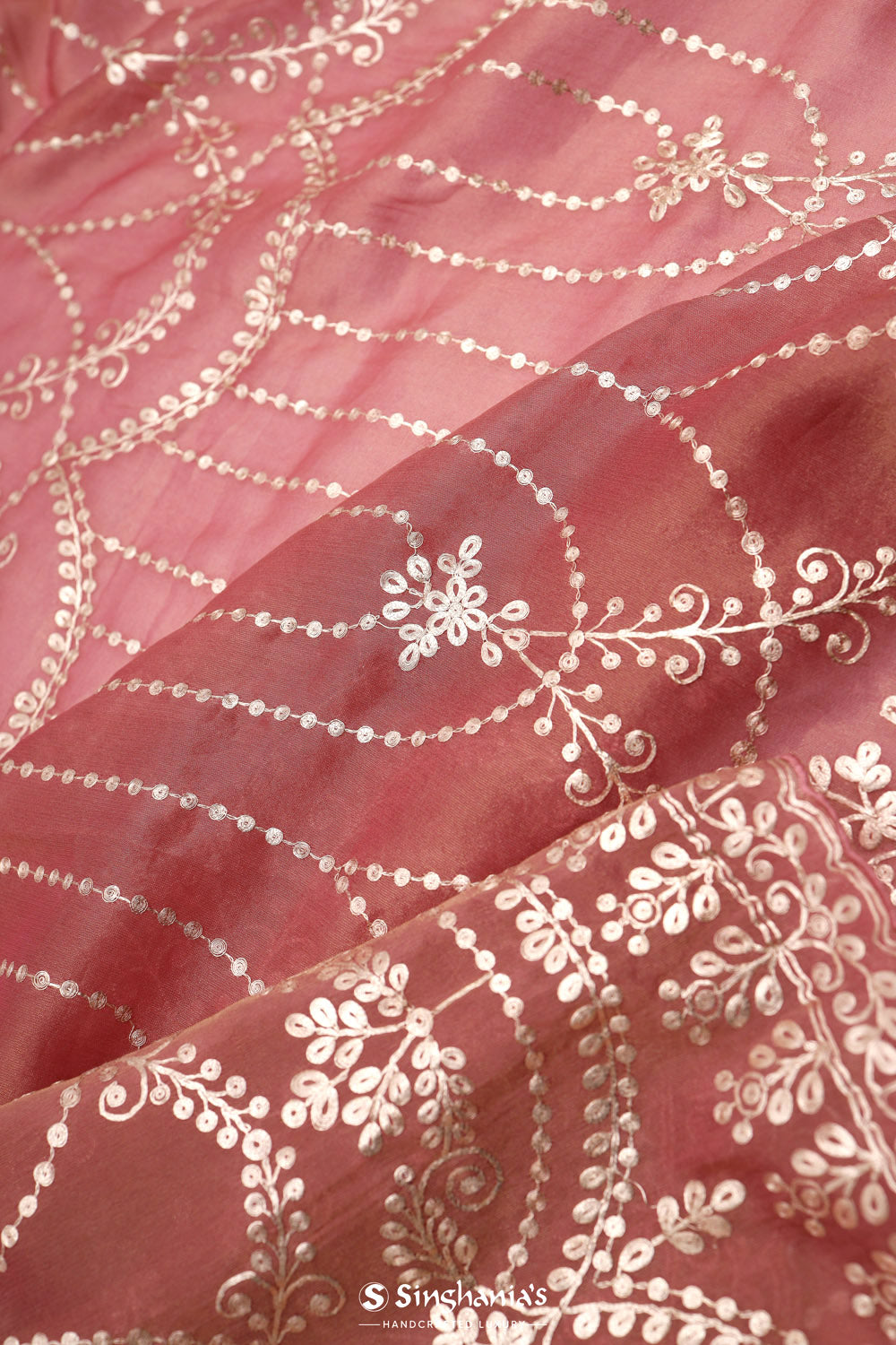 Nadeshiko Pink Tissue Handcrafted Saree