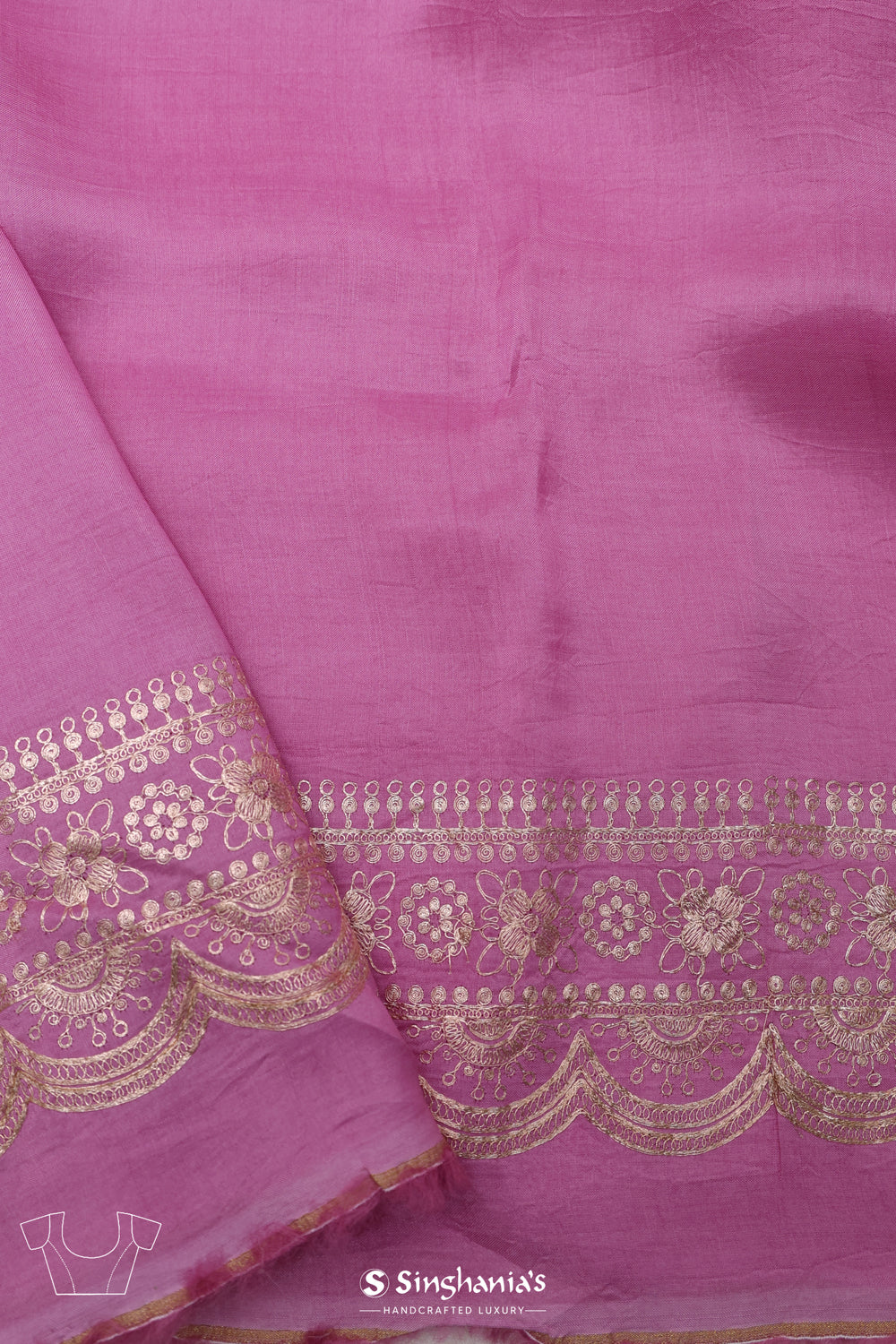 French Mauve Handcrafted Organza Saree