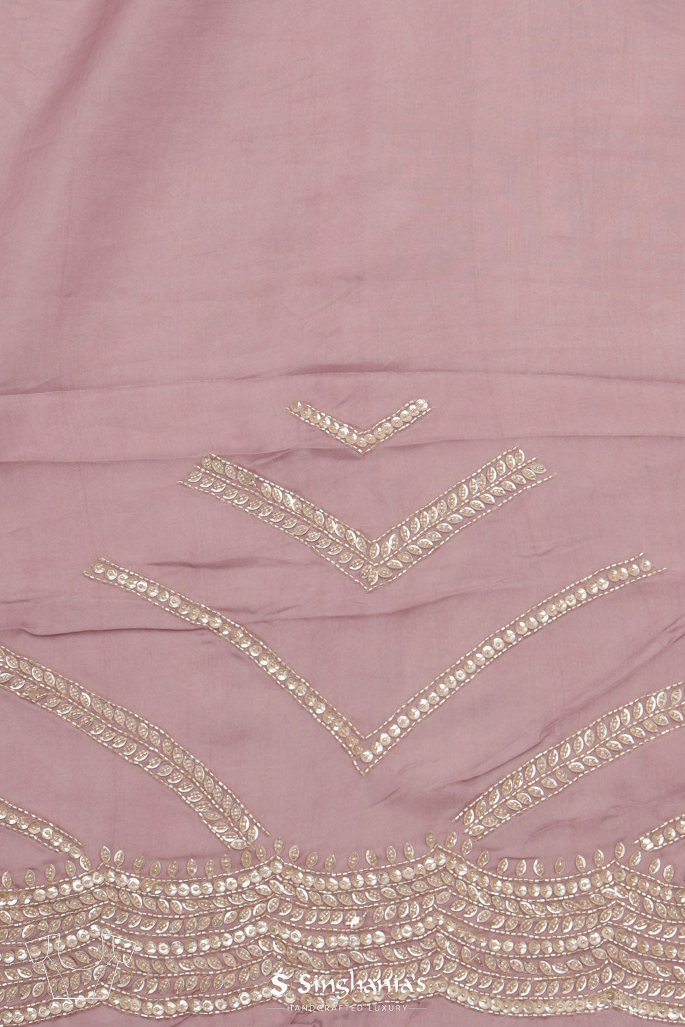 Pale Purple Organza Saree With Hand Embroidery