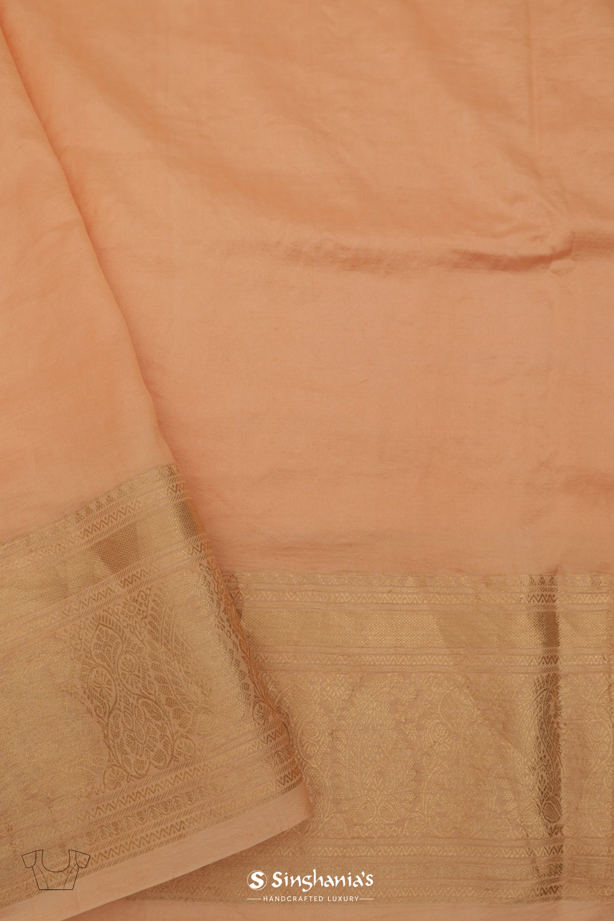 Salmon Peach Kanchi Saree With Floral Jaal Embroidery