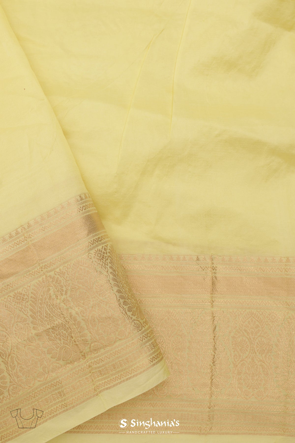 Light Yellow Kanchi Saree With Floral Embroidery