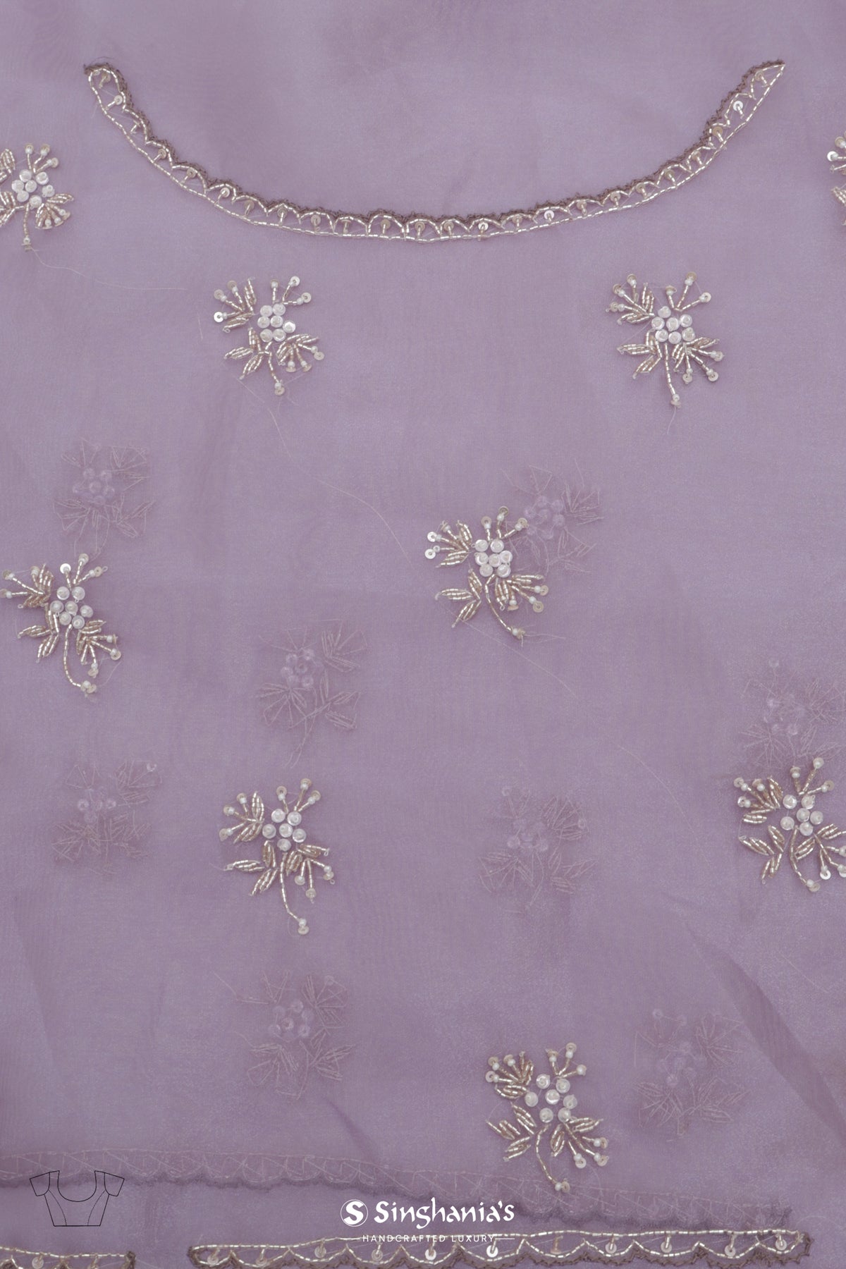 Heather Purple Designer Tissue Organza Saree