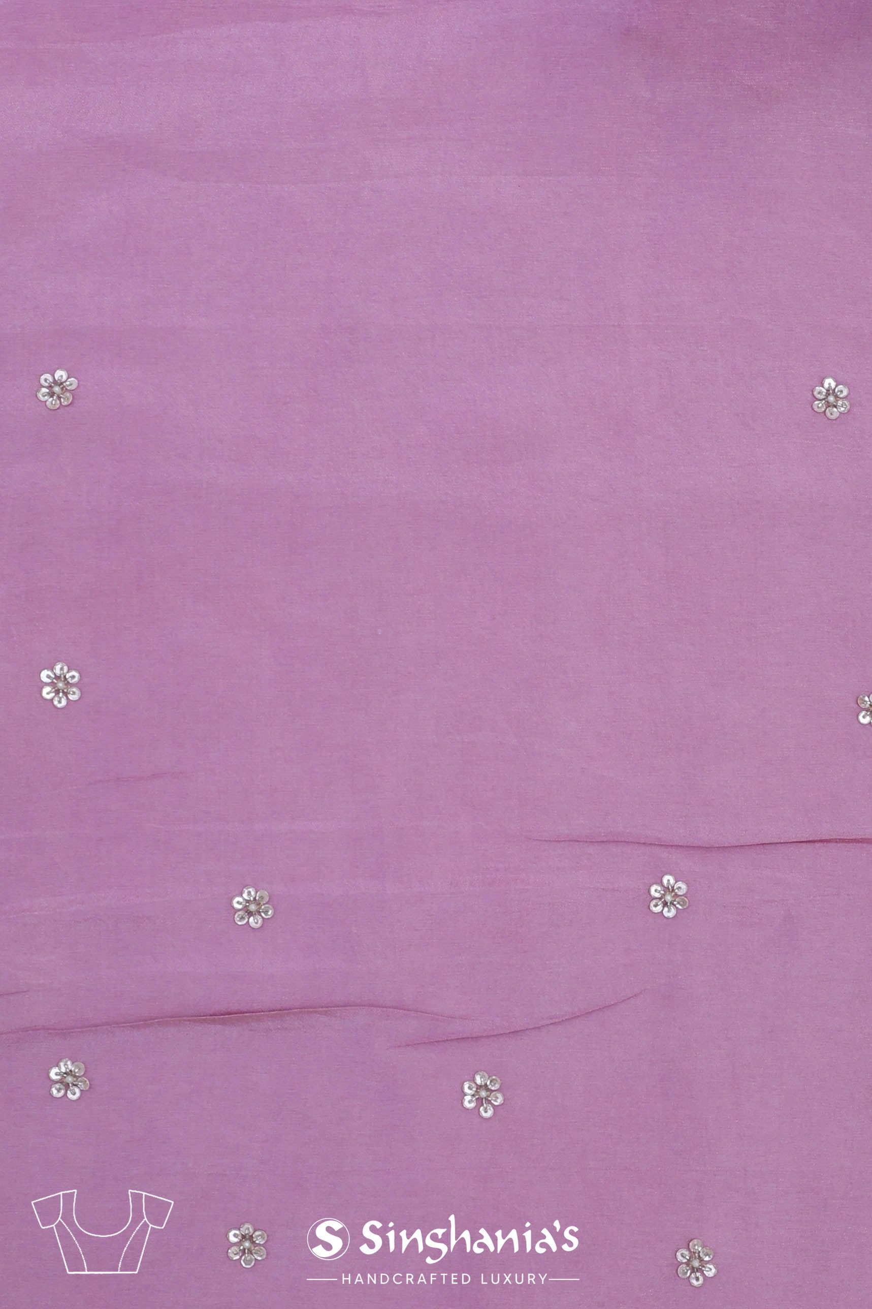 Plum Purple Tissue Saree With Hand Embroidery