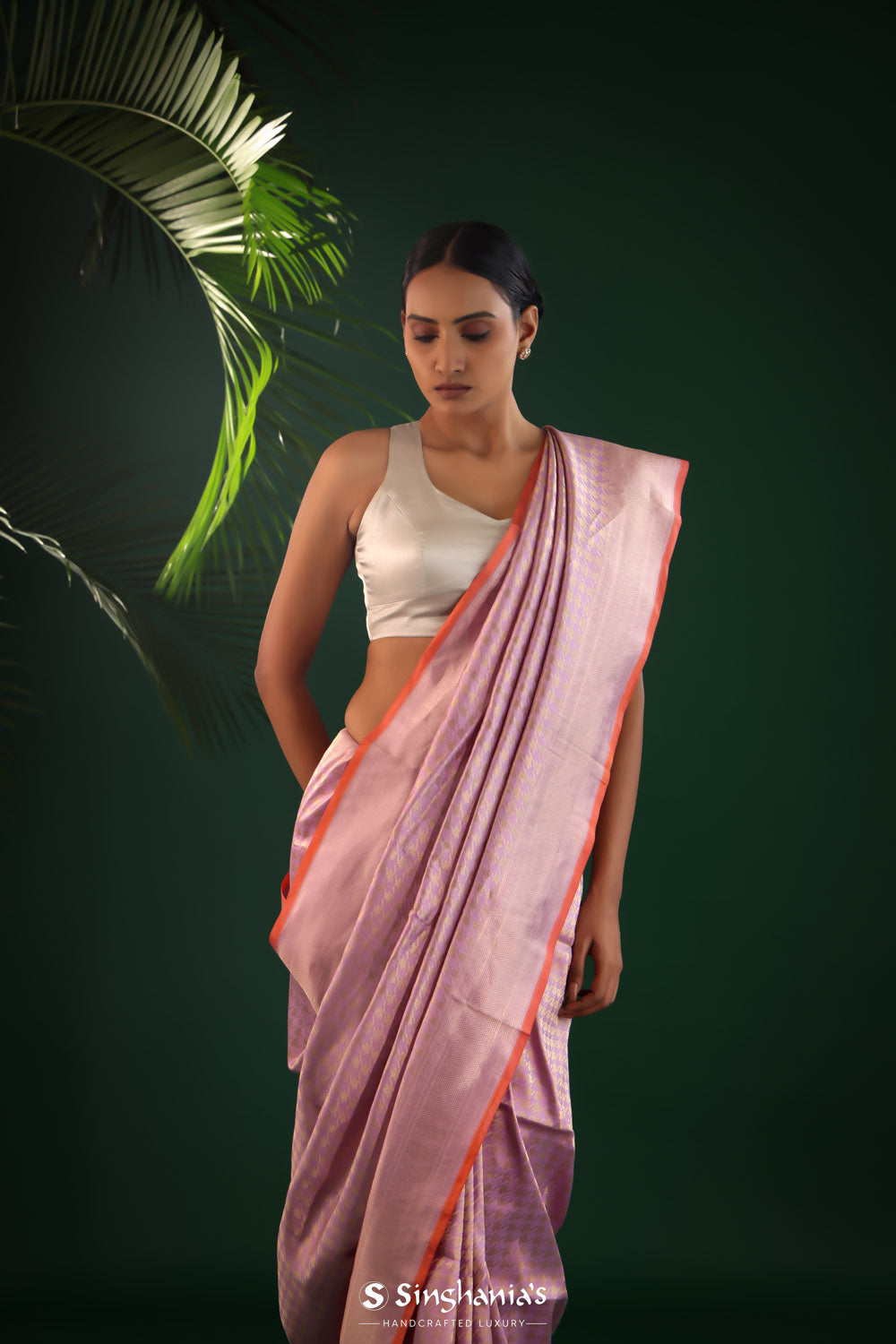 Mauve Purple Banarasi Silk Saree With Abstract Zari Weaving