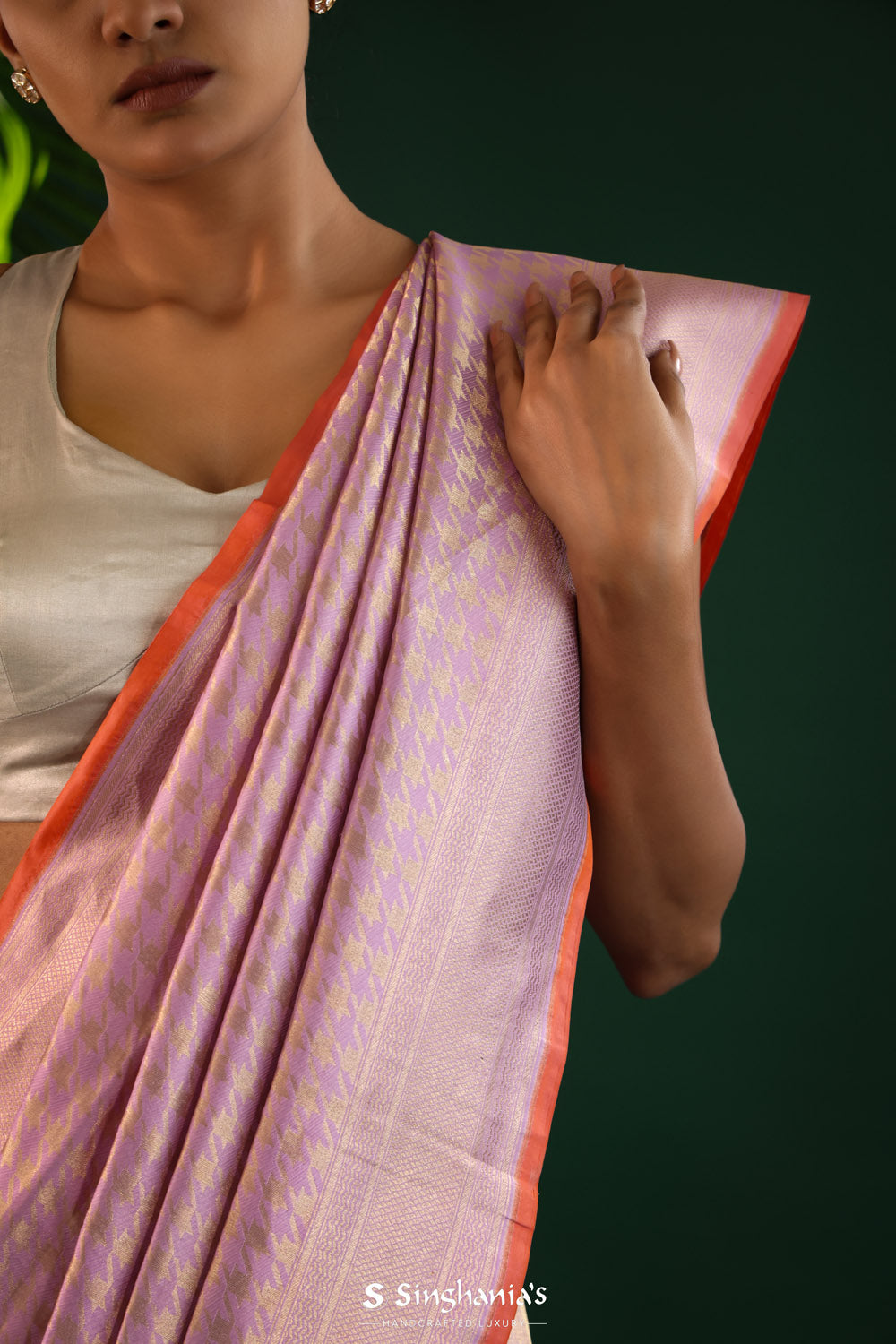 Mauve Purple Banarasi Silk Saree With Abstract Zari Weaving