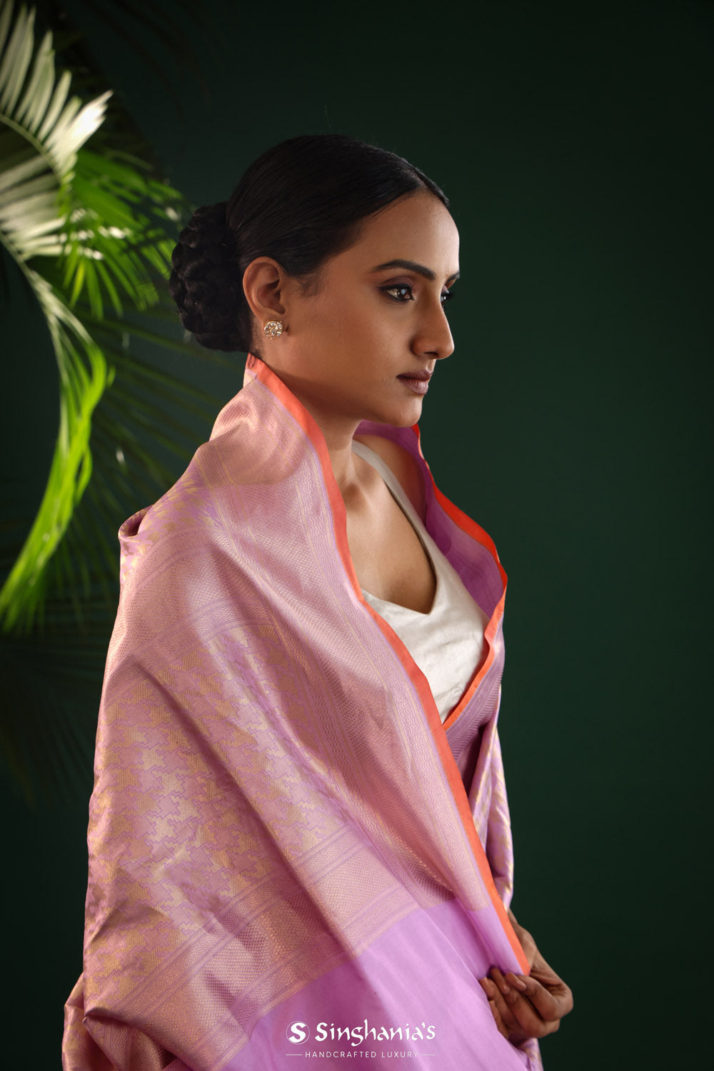 Mauve Purple Banarasi Silk Saree With Abstract Zari Weaving