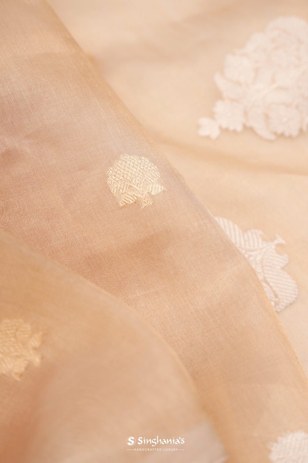 Pink Gold Tissue Banarasi Silk Saree With Zari Weaving