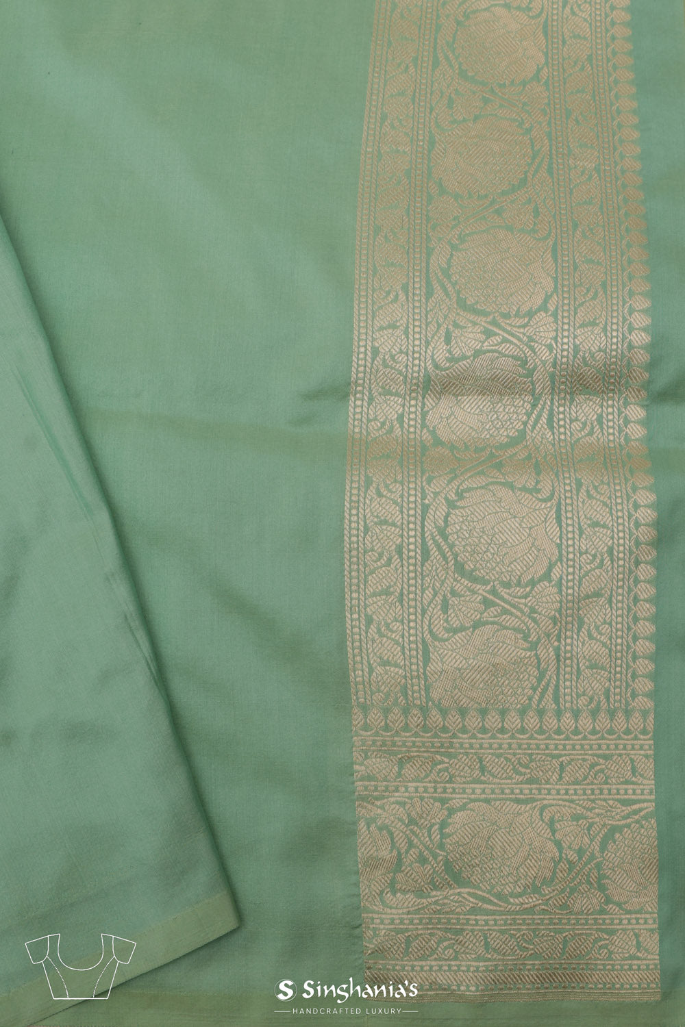 Soft Green Banarasi Silk Saree With Meenakari Floral Jaal