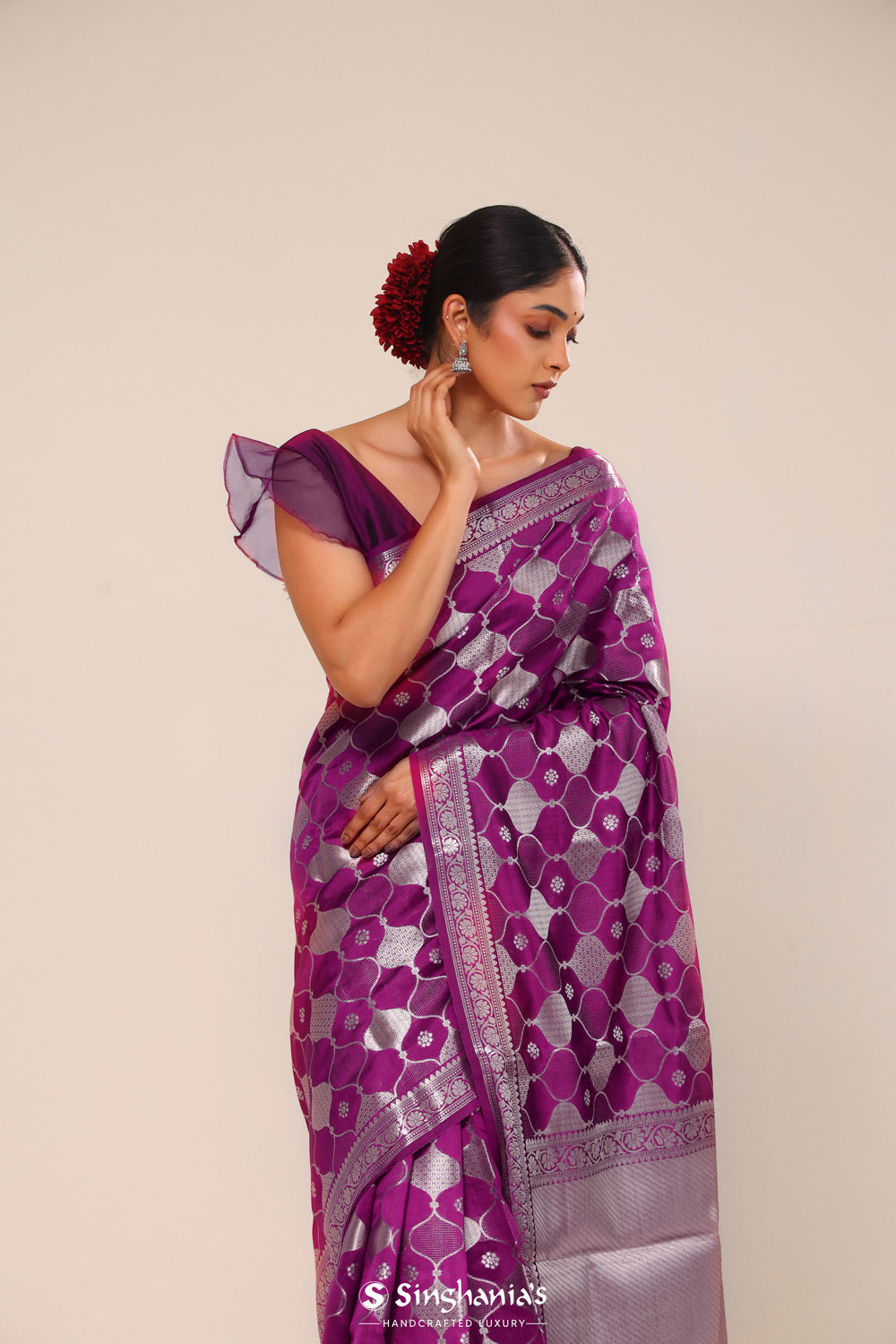 Fandango Purple Chiniya Banarasi Silk Saree