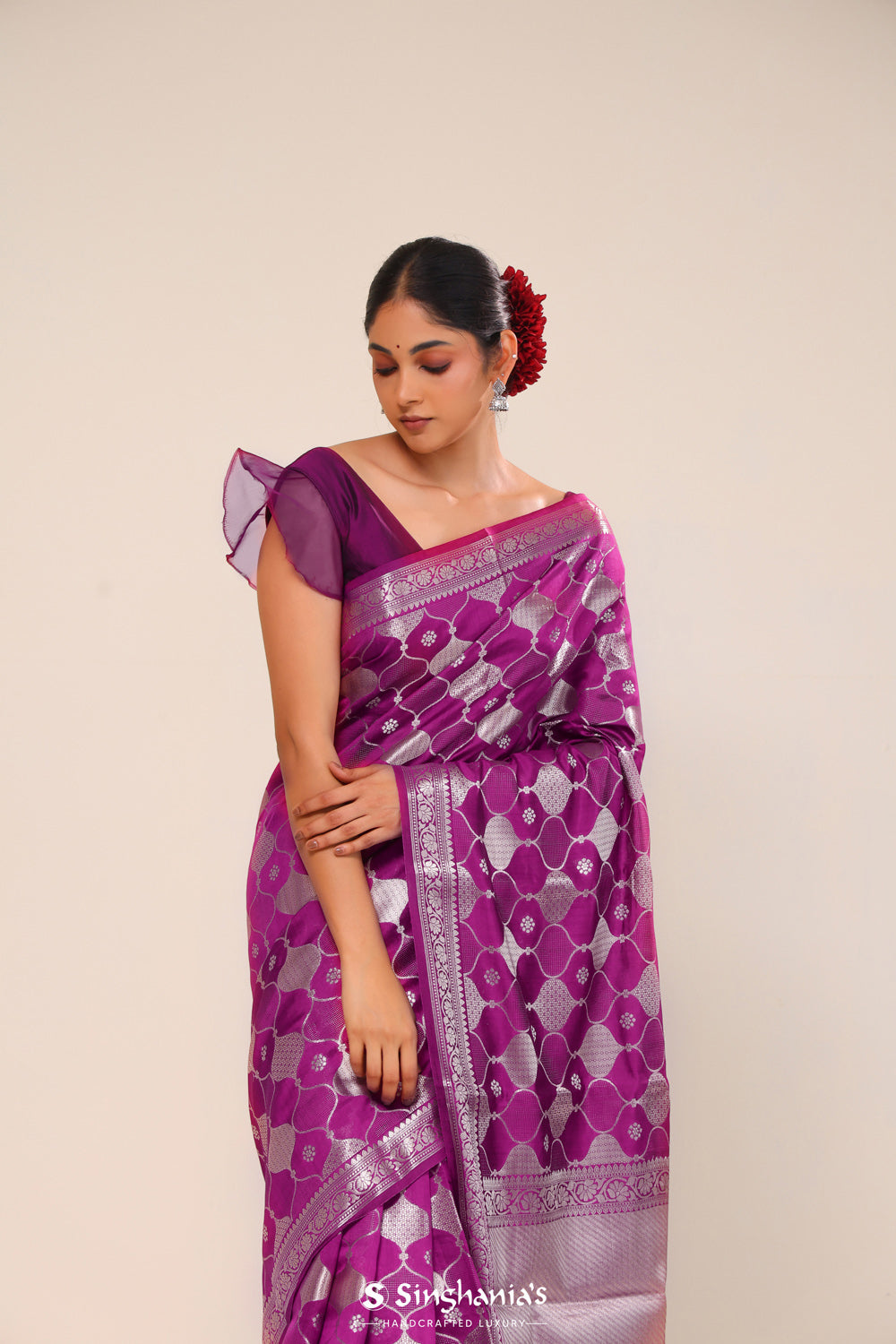 Fandango Purple Chiniya Banarasi Silk Saree