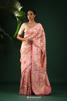 Wild Orchid Pink Banarasi Silk Saree With Floral Buttas