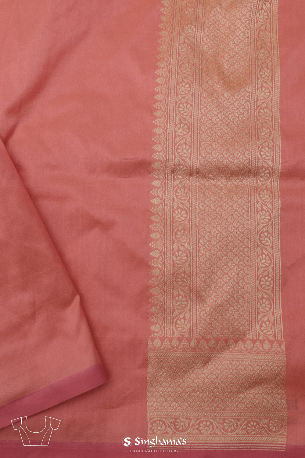 Valentine Pink Banarasi Silk Saree With Floral-Cow Weaving