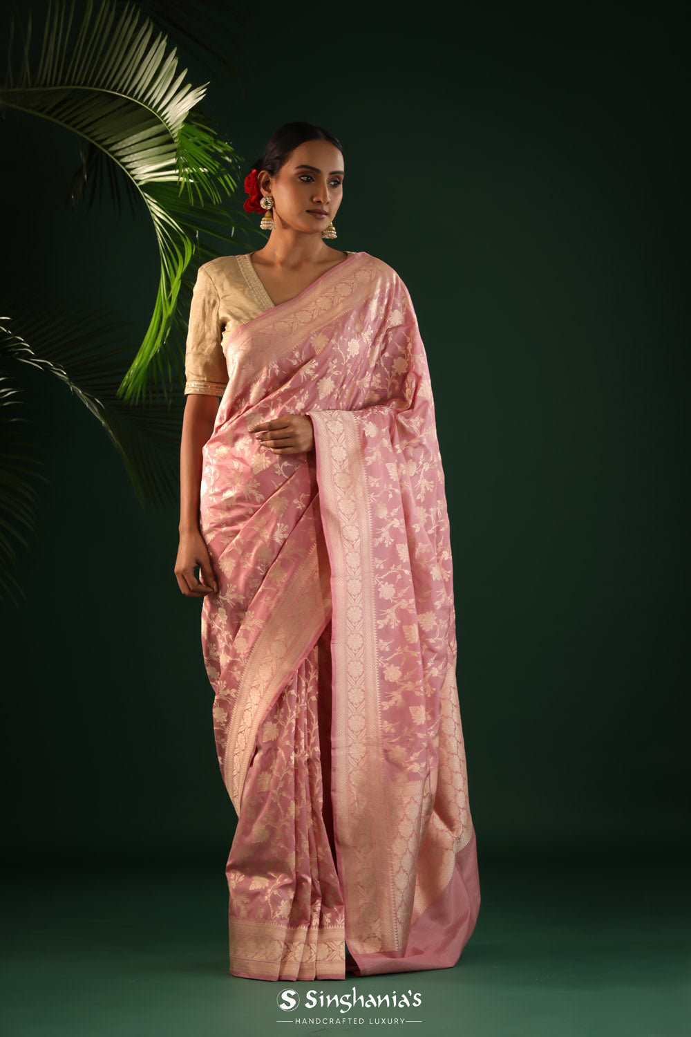 Thistle Purple Banarasi Silk Saree With Zari Weaving