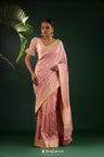 Thistle Purple Banarasi Silk Saree With Gold Zari Weaving