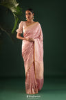 Thistle Purple Banarasi Silk Saree With Floral-Circular Motifs