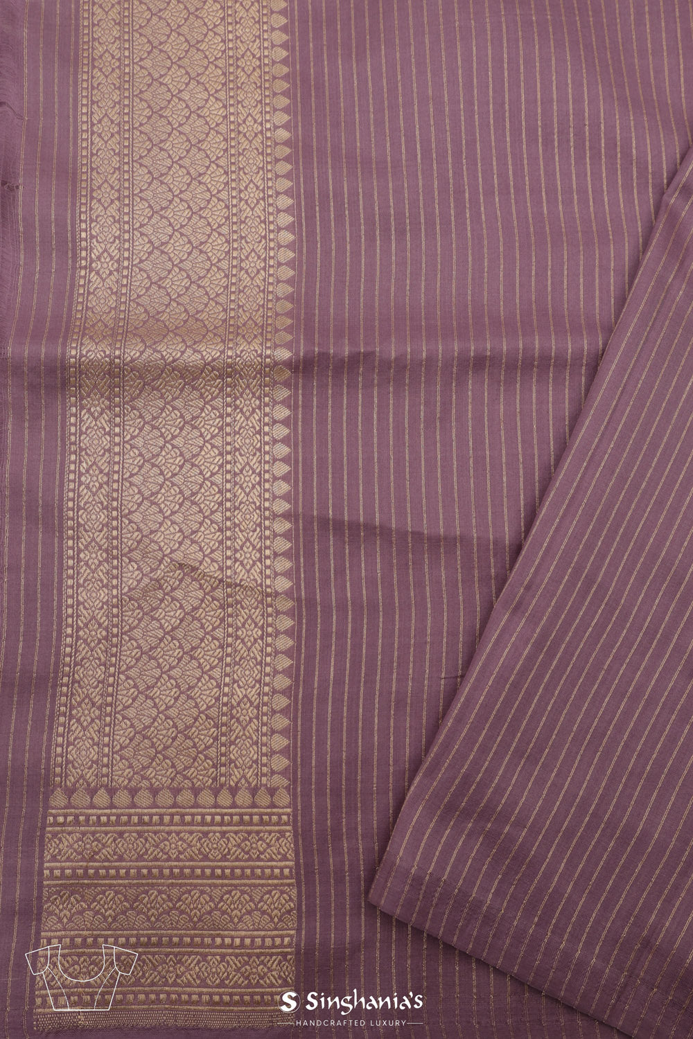 Plum Purple Banarasi Silk Saree With Gold Zari Jaal