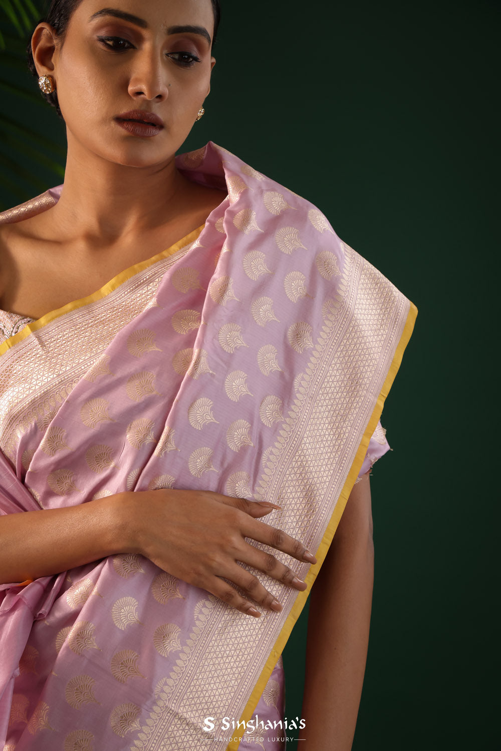 Thistle Purple Banarasi Silk Saree With Zari Butti