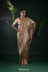 Sage Green Banarasi Silk Saree With Floral Jaal