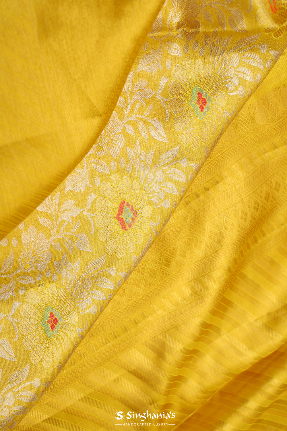 Yellow Gold Jaal Kanjivaram Silk Saree