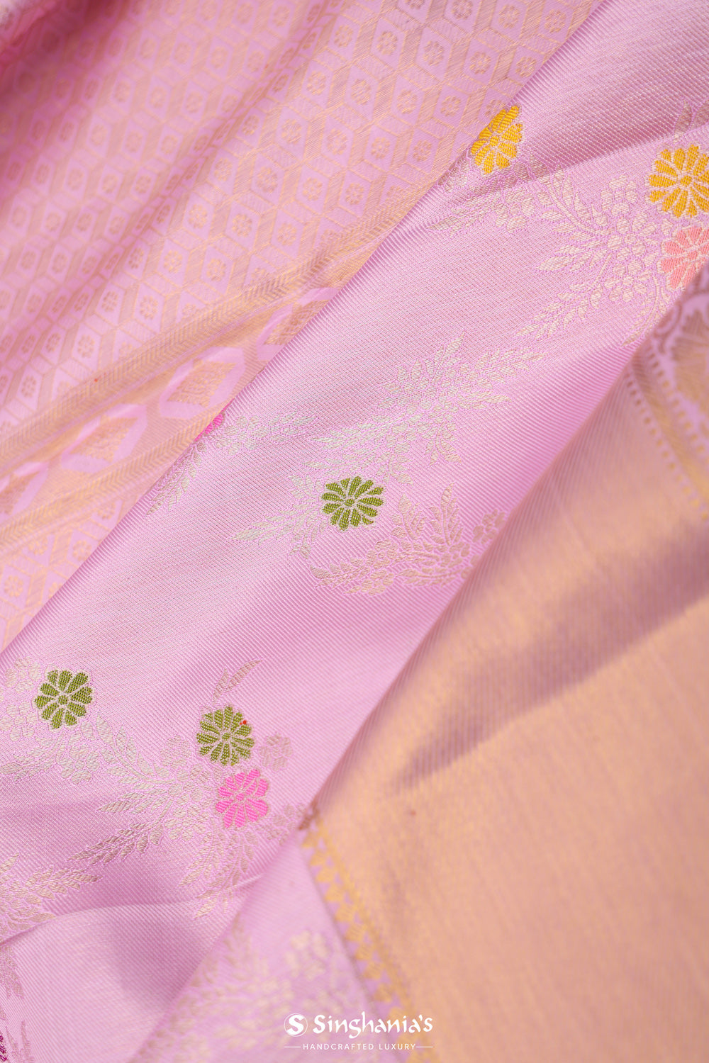 Lavender Pink Heritage Kanjivaram Silk Saree