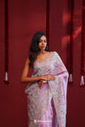 Thistle Purple Handcrafted Organza Saree