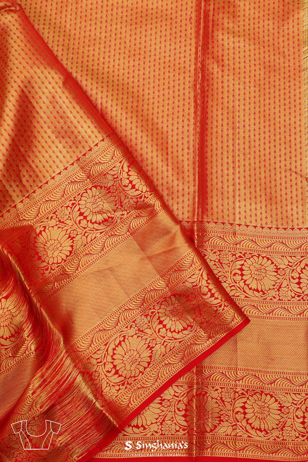 Mauve Gold Kanjivaram Silk Saree With Floral Weave