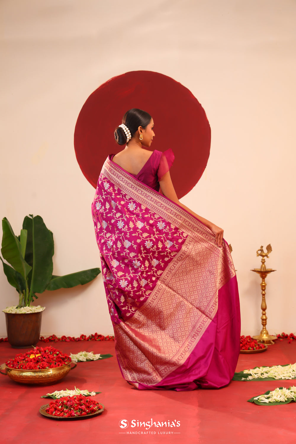 Cardinal Purple Banarasi Silk Saree With Gold-Silver Zari